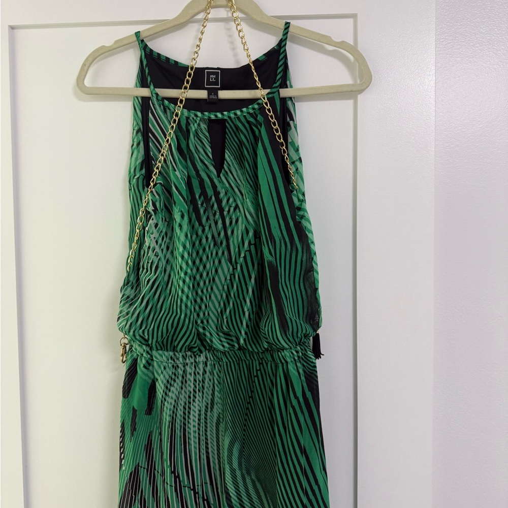 Green and Black Striped Dress